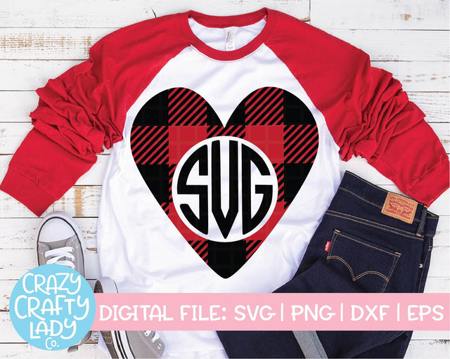Buffalo Plaid Heart Monogram Frame SVG Crazy Crafty Lady Co. 