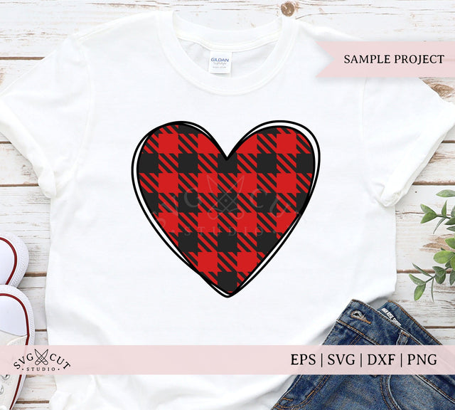 Buffalo Plaid Heart SVG Files SVG SVG Cut Studio 