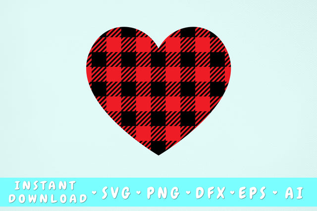 Buffalo Plaid Heart SVG SVG HappyDesignStudio 