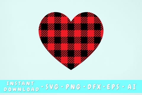 Buffalo Plaid Heart SVG SVG HappyDesignStudio 