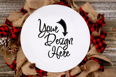 Buffalo Plaid Holiday Plate Mockup Mock Up Photo Design Shark 