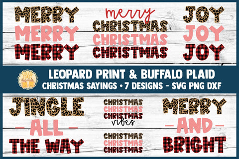 Buffalo Plaid Leopard Print Christmas Words SVG Bundle SVG Cheese Toast Digitals 
