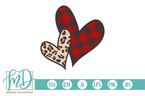 Buffalo Plaid Leopard Valentine Heart SVG Morgan Day Designs 