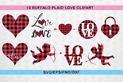 Buffalo Plaid Love Clipart Bundle – Love And Valentine SVG EPS DXF PNG SVG CoralCutsSVG