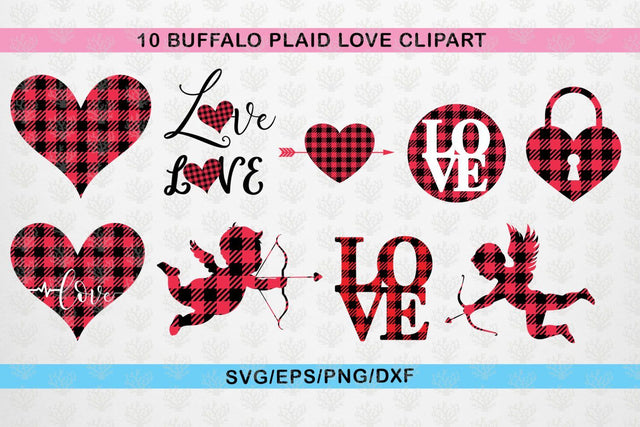 Buffalo Plaid Love Clipart Bundle – Love And Valentine SVG EPS DXF PNG SVG CoralCutsSVG