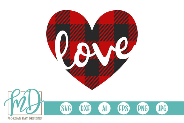 Buffalo Plaid Love Heart SVG Morgan Day Designs 