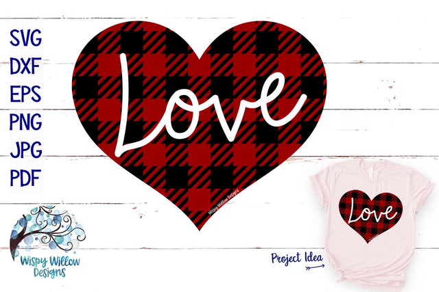 Buffalo Plaid Love Heart SVG SVG Wispy Willow Designs 