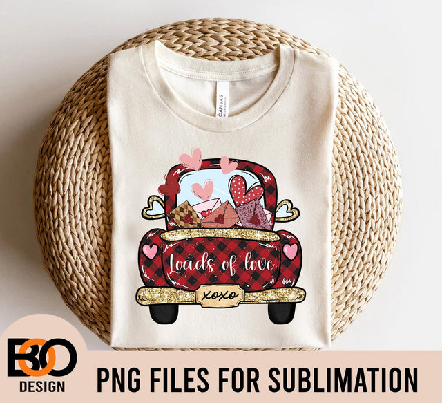 Buffalo Plaid Love Truck Hearts Valentine's Day png, Love Truck Valentines Day, Valentines Day Gift Sublimation BOO-design 