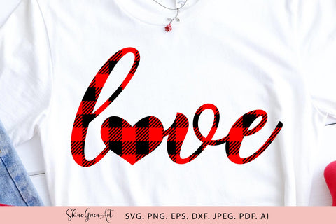 Buffalo Plaid Love | Valentine's Day SVG Cut File SVG Shine Green Art 