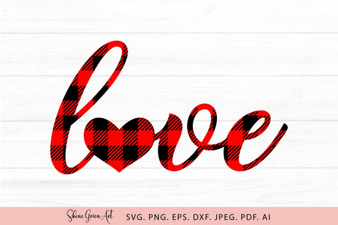 Buffalo Plaid Love | Valentine's Day SVG Cut File SVG Shine Green Art 