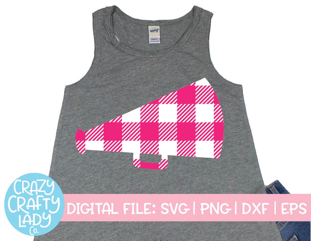 Buffalo Plaid Megaphone | Cheerleader SVG Cut File SVG Crazy Crafty Lady Co. 