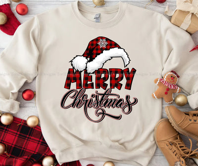 Buffalo Plaid Merry Christmas PNG Sublimation Design Sublimation ToriDesigns 