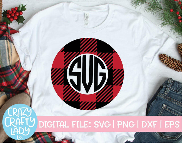 Buffalo Plaid Monogram Frame | Christmas SVG Cut File SVG Crazy Crafty Lady Co. 