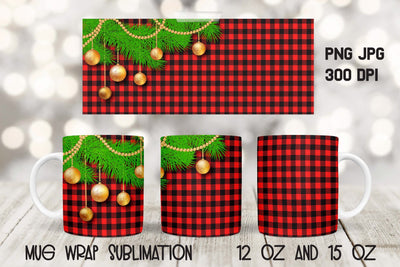 Buffalo Plaid Mug Wrap Sublimation, Christmas Mug Sublimation. Sublimation Elinorka 