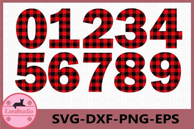 Buffalo Plaid Numbers SVG SVG Lerastudio 