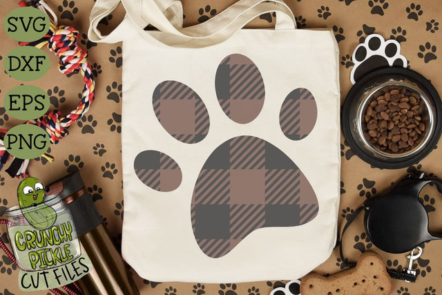 Buffalo Plaid Paw Print SVG File SVG Crunchy Pickle 