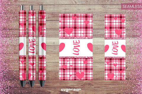 Buffalo Plaid Pen Wrap | Valentines Day | Sublimation Sublimation SvgOcean 