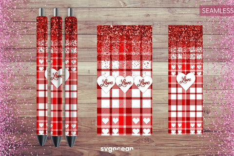 Buffalo Plaid Pen Wrap | Valentines Day | Sublimation Sublimation SvgOcean 