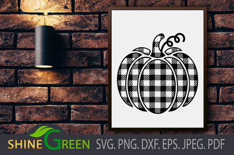 Buffalo Plaid Pumpkin - Fall SVG, Autumn DXF SVG Shine Green Art 