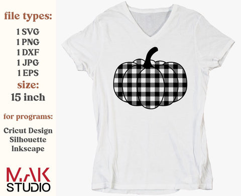 Buffalo plaid pumpkin svg, Plaid pumpkin svg, Pumpkin svg, Fall svg, Halloween svg, Pumpkin patch svg, Fall pumpkin svg SVG MAKStudion 