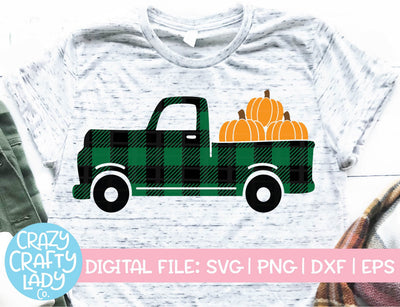 Buffalo Plaid Pumpkin Truck | Fall SVG Cut File SVG Crazy Crafty Lady Co. 