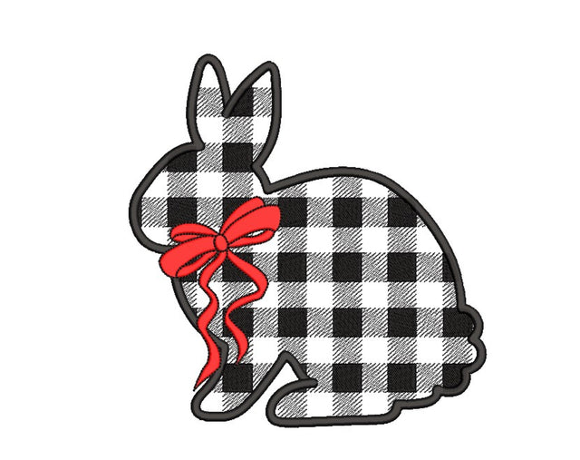 Buffalo Plaid Rabbit Embroidery Design, 3 sizes Embroidery/Applique DESIGNS Nino Nadaraia 