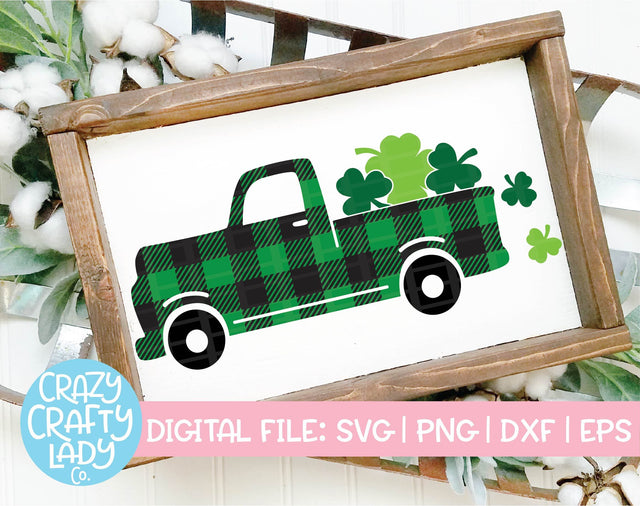 Buffalo Plaid Shamrock Truck SVG Crazy Crafty Lady Co. 