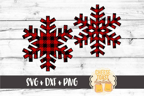 Buffalo Plaid Snowflake Set of 2 - Christmas SVG Files SVG Cheese Toast Digitals 