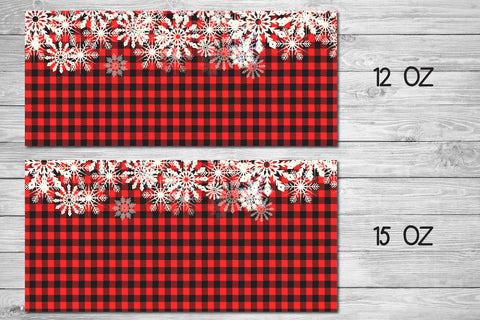 Buffalo Plaid Sublimation, Christmas Snowflakes Mug Wrap. Sublimation Elinorka 