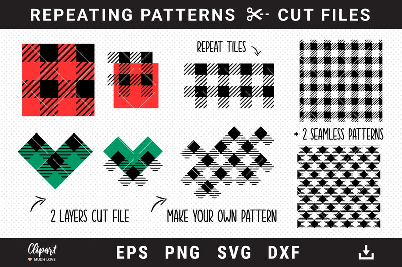 Buffalo Plaid svg, Buffalo plaid seamless pattern SVG, DXF SVG ClipartMuchLove 