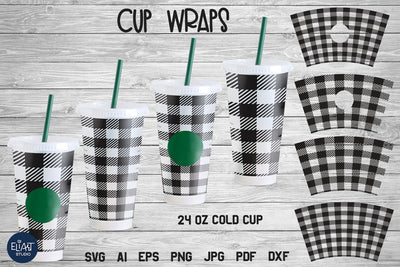 Buffalo Plaid SVG Cold Cup Wrap, Full Cup Wrap SVG, Cozy Winter Plaid Design. SVG Elinorka 
