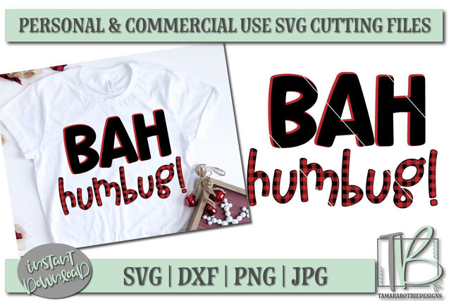 Buffalo Plaid SVG Cut File, Bah Humbug SVG File SVG TB Designs 