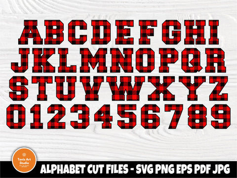 Buffalo Plaid SVG Fonts, Alphabet Clipart, Plaid Letters & Numbers, Buffalo Plaid Monogram Svg, Silhouette Cut Files, Svg Files for Cricut SVG TonisArtStudio 