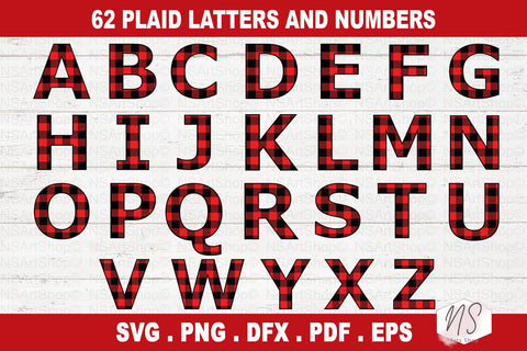 Buffalo Plaid SVG letters, Plaid Alphabet, Alphabet Clipart, Buffalo Plaid png, Plaid Monogram SVG Monogram letters and numbers, Chevron Pattern svg SVG NS Arts Shop 