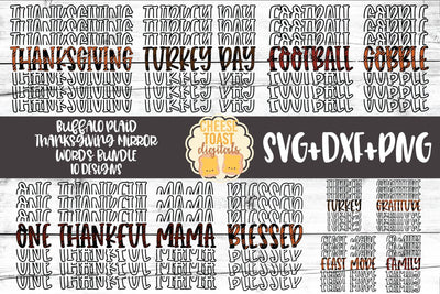 Buffalo Plaid Thanksgiving Mirror Words Bundle - Holiday SVG PNG DXF Cut Files SVG Cheese Toast Digitals