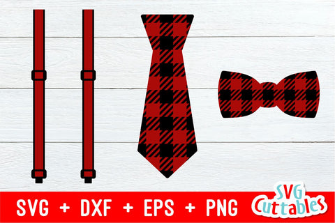 Buffalo Plaid Ties and Suspenders SVG Svg Cuttables 