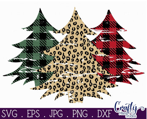 Buffalo Plaid Tree Svg - Christmas Tree SVG - Leopard Print - Distressed Tree SVG Crafty Mama Studios 