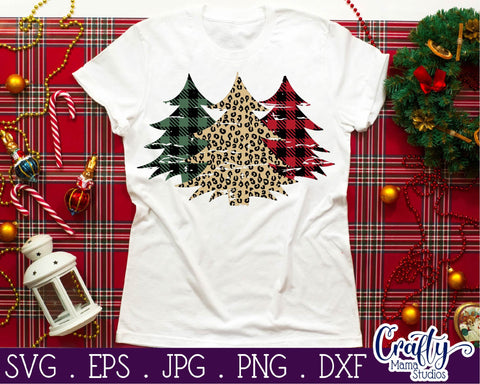 Buffalo Plaid Tree Svg - Christmas Tree SVG - Leopard Print - Distressed Tree SVG Crafty Mama Studios 