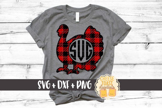 Buffalo Plaid Turkey Monogram Frame - Thanksgiving SVG File SVG Cheese Toast Digitals 