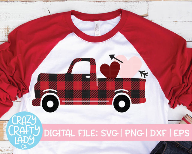 Buffalo Plaid Valentine's Day Truck SVG Crazy Crafty Lady Co. 