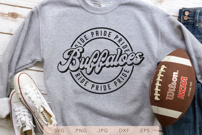 Buffaloes Pride Round Vintage SVG DXF JPG PNG EPS | School Team Spirit | Team Shirt Sublimation SVG Nanda Bayu 