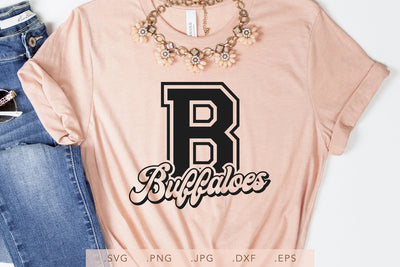 Buffaloes Vintage Design SVG DXF JPG PNG EPS | School Team Spirit | Team Shirt Sublimation SVG Nanda Bayu 