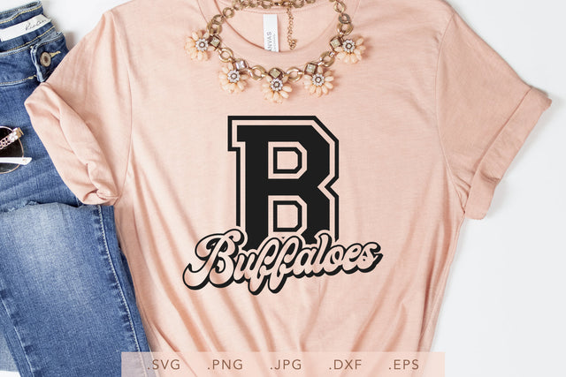 Buffaloes Vintage Design SVG DXF JPG PNG EPS | School Team Spirit | Team Shirt Sublimation SVG Nanda Bayu 