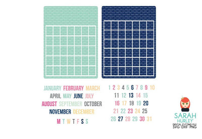 Build A Calendar 3 x 4 Cards SVG Sarah Hurley 