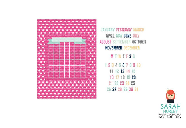Build A Calendar Journaling Card Polka Dot SVG Sarah Hurley 