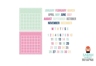 Build A Calendar Stitched Squares SVG Sarah Hurley 