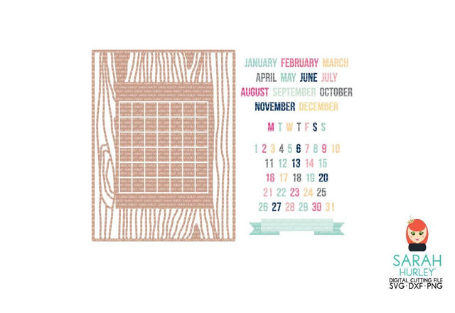 Build A Calendar Woodgrain Journaling Card SVG Sarah Hurley 