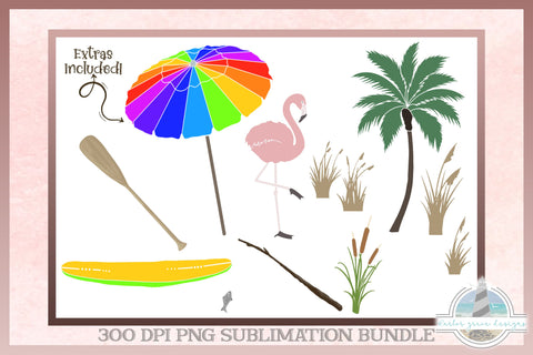 Build Your Own Summer Gnome Set - Sublimation Bundle - 300 dpi PNG - Over 60 Gnome Elements and 5 Beach Backgrounds Included Sublimation Harbor Grace Designs 