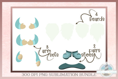 Build Your Own Summer Gnome Set - Sublimation Bundle - 300 dpi PNG - Over 60 Gnome Elements and 5 Beach Backgrounds Included Sublimation Harbor Grace Designs 