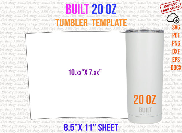 Built 20oz Tumbler Template, Tumbler Template 20oz Tumbler Sublimation Template for Built Tumbler Full Wrap Eps, Svg, Png, Dxf, Docx, Pdf SVG 1966digi 